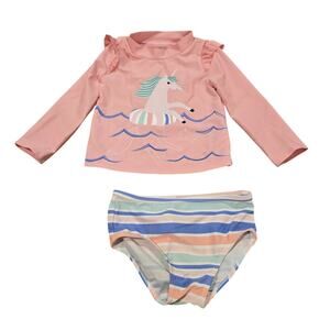Baby Girl's Just One You Unicorn Rash Guard 2 Piece Swimsuit | Size 12 Month